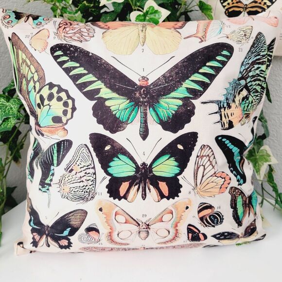 Accent Throw Pillowcase Botanical Butterflies Monarch Butterfly Cushion Cover - Picture 6 of 13